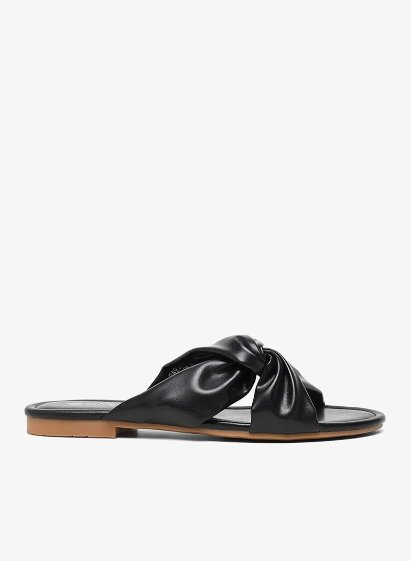 كابلي صندل مسطح منزلق مريح مع عقدة زينة