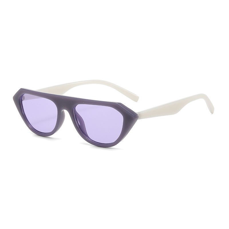 Generic JETTE 2406 Chic Polygon Cat Eye Sunglasses for Women Purple frame white legs purple film C6 