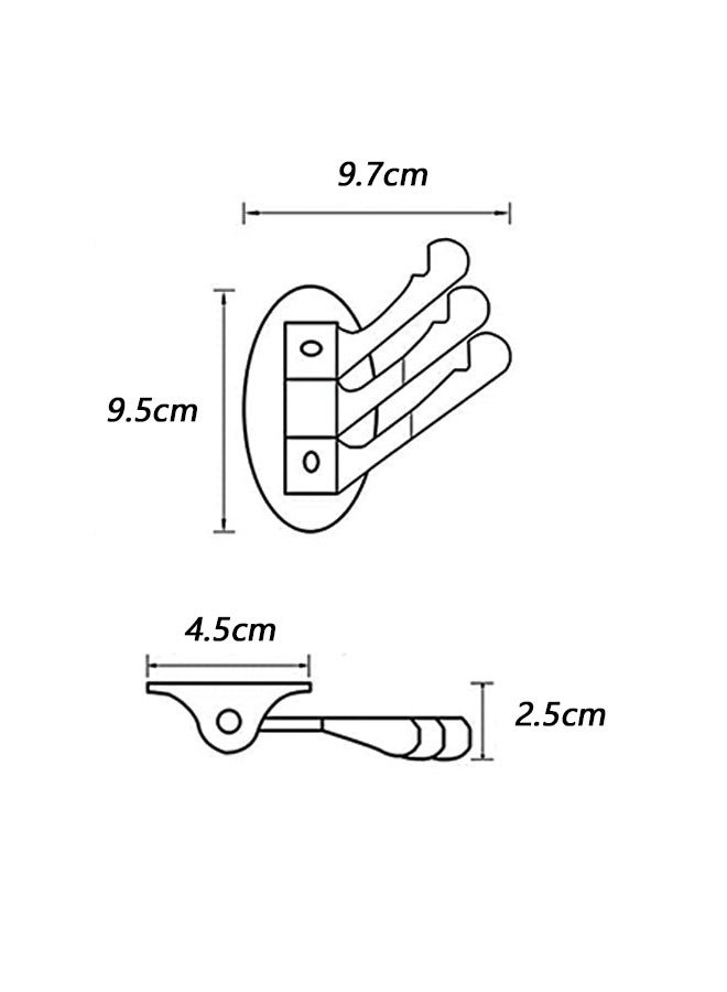 180 Degree Multiple Angles Rotation Folding Wall Mounted Towel Metal Hooks, Chrome Plated Anti Rust Anti Corrosion Three Rotating Arms Hook, Towel Scarf Coat Robe Storage Hook (Silver) - Image 2