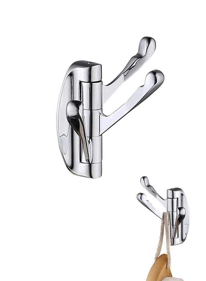 180 Degree Multiple Angles Rotation Folding Wall Mounted Towel Metal Hooks, Chrome Plated Anti Rust Anti Corrosion Three Rotating Arms Hook, Towel Scarf Coat Robe Storage Hook (Silver) - Image 1
