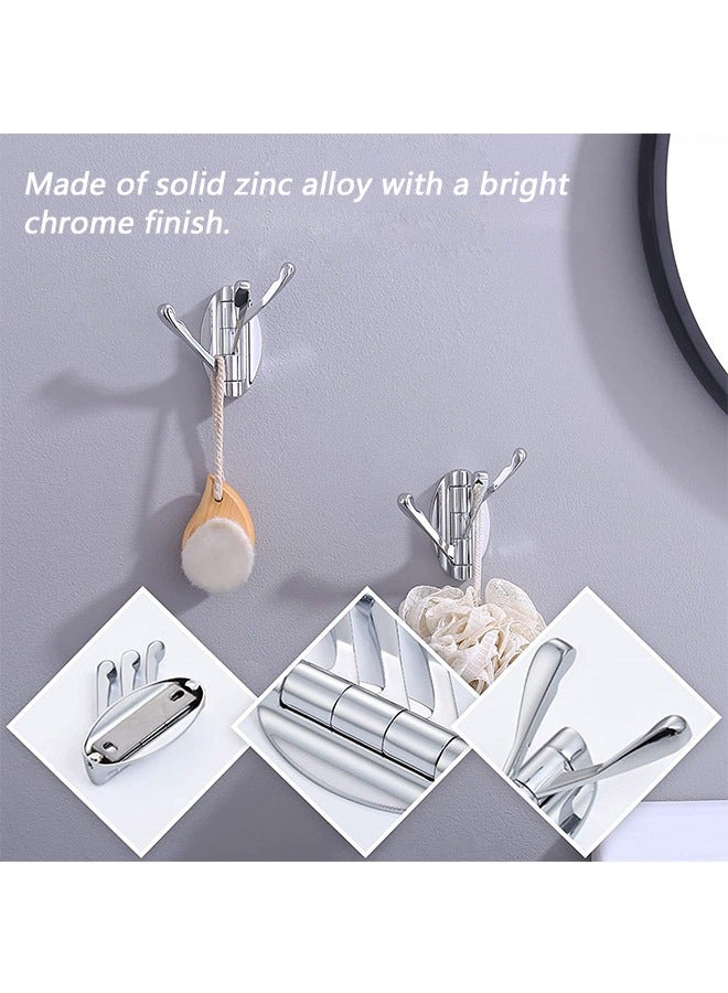 180 Degree Multiple Angles Rotation Folding Wall Mounted Towel Metal Hooks, Chrome Plated Anti Rust Anti Corrosion Three Rotating Arms Hook, Towel Scarf Coat Robe Storage Hook (Silver) - Image 3