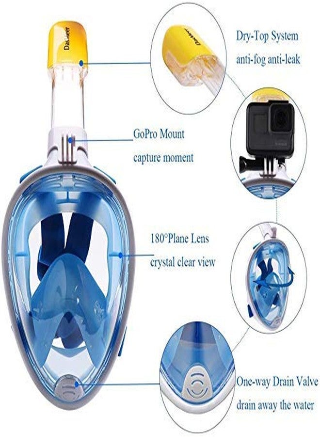 VBM Snorkel Mask with Latest Dry Top Breathing System,Fold 180 Degree Panoramic View Full Face Snorkel Mask Anti-Fog Anti-Leak with Camera Mount,Snorkeling Gear for Adults Kids Size - (L/XL) - Image 2