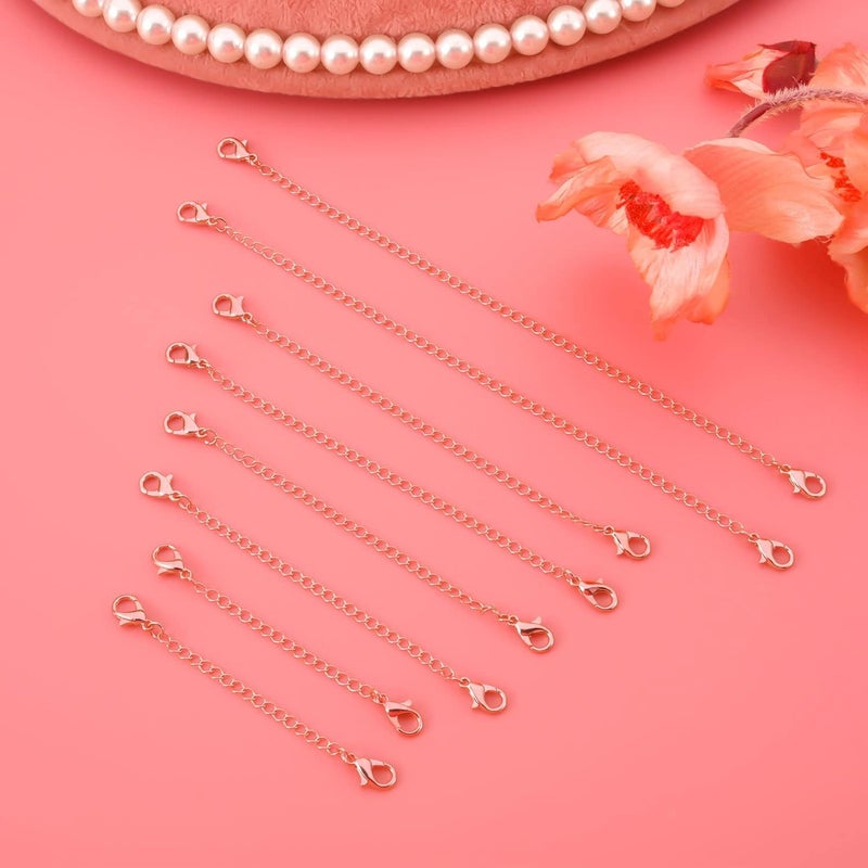ST logo Hanging Tree Rosegold Extender for Necklace, 4 Size Jewelry Extenders Necklace Chain Extender Extension Chain for Jewellery Making Necklace Bracelet Anklet (Rose Gold 8 pcs) - Image 4