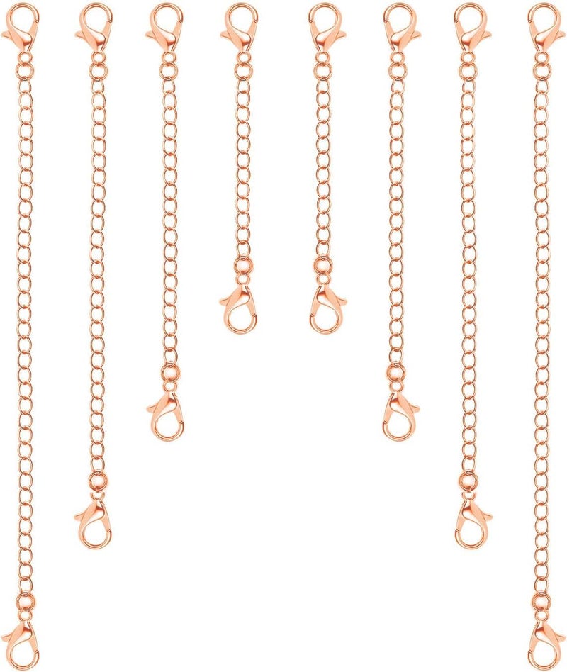 ST logo Hanging Tree Rosegold Extender for Necklace, 4 Size Jewelry Extenders Necklace Chain Extender Extension Chain for Jewellery Making Necklace Bracelet Anklet (Rose Gold 8 pcs) - Image 1
