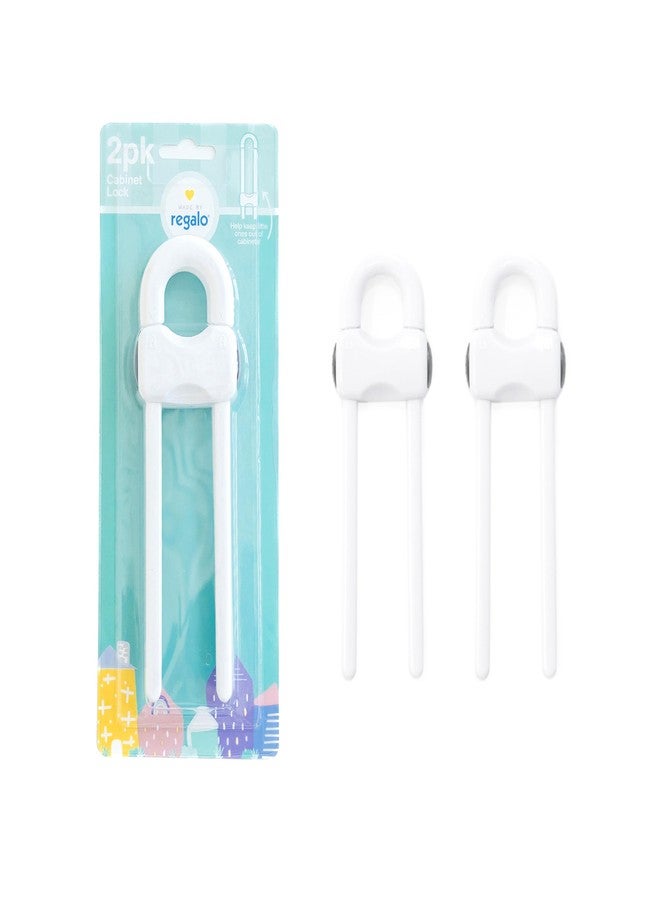 Regalo Home Safety Sliding Locks, Award Winning Brand, Cabinet Handle Lock, Baby Proofing Lock, Child Safety Cabinet Latch, White - Image 1