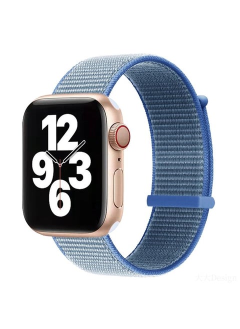 Replacement Strap Hook and Loop Fastener Dual Section Watch Band For Apple Watch Series 9&8&7 41mm / SE 3&SE 2&6&SE&5&4 40mm / 3&2&1 38mm Lake Blue