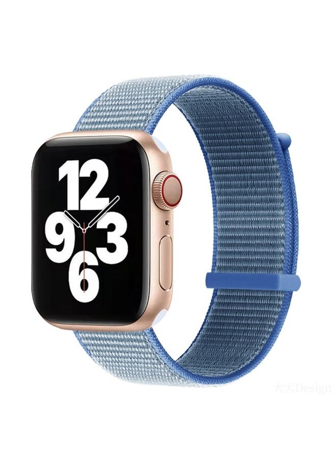 Replacement Strap Hook and Loop Fastener Dual Section Watch Band For Apple Watch Series 9&8&7 41mm / SE 3&SE 2&6&SE&5&4 40mm / 3&2&1 38mm Lake Blue