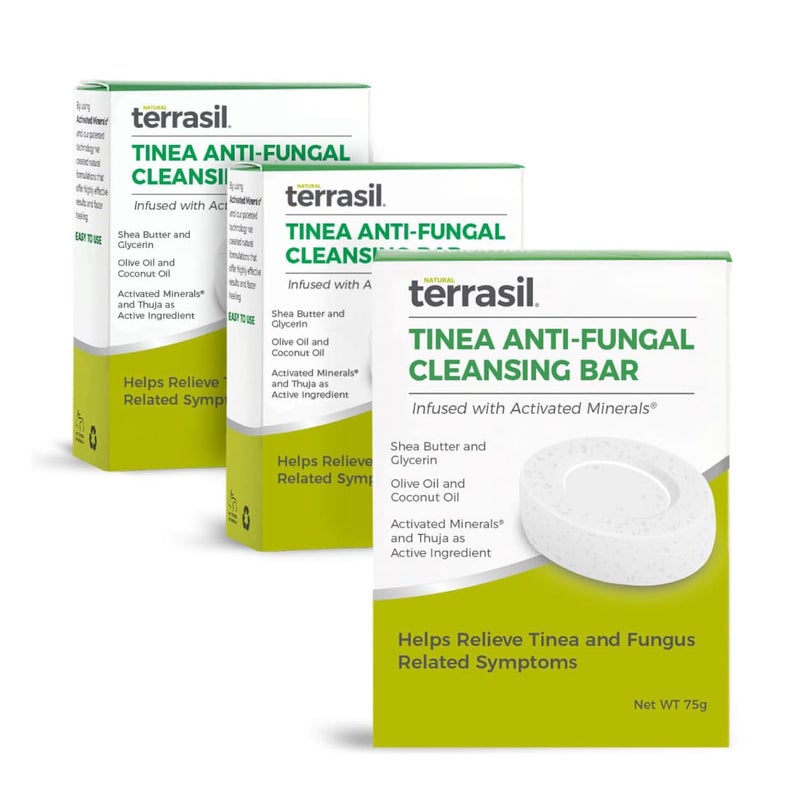 terrasil Tinea Soap for Tinea Versicolor Relief 3-Pack, Soothing Care & Relief of Itchy, Irritated Skin, Dermatologist Tested, Hypoallergenic Approved - Natural Antifungal Soap Bar - Image 1