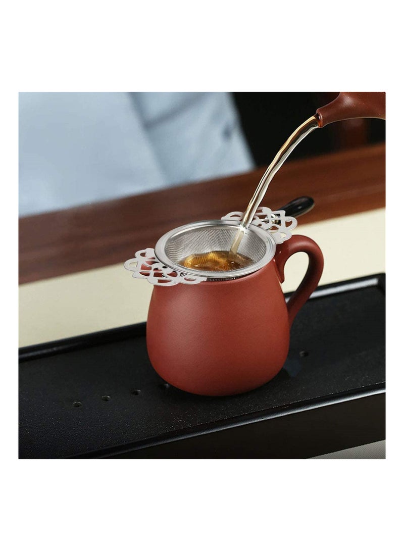 Excefore وعاء مصفاة الشاي، طقم 2 مصفاة شاي من الفولاذ المقاوم للصدأ للشاي السائب، شبكة دقيقة، تناسب فوهة الكوب بقطر 2.5-4 بوصة - Image 2