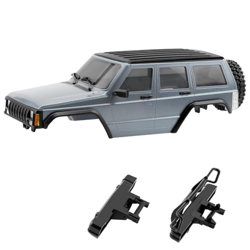 GIXCEL 610inch Wheelbase RC Body Shell ABS Cherokee Body with Front Rear Bumpers for 118 RC Crawler TRX4M Bronco Defender Chassis Upgrades Spare Wheel Tire Included Silver Grey - Image 1