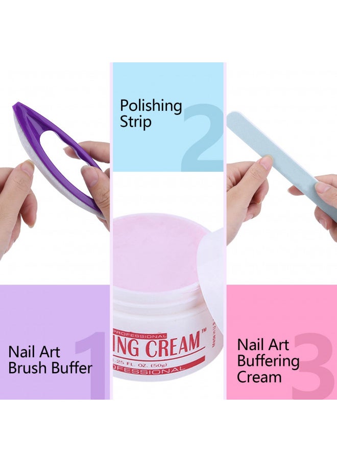 Semme Nail Buffers Blocks For Natural Nails,Manicure Polishing Kit,Nail Art Buffing Cream+Nail Brush Buffer+Polishing Strip Nail Care Tools Set for Professional Manicure Pedicure Salon  - Image 5