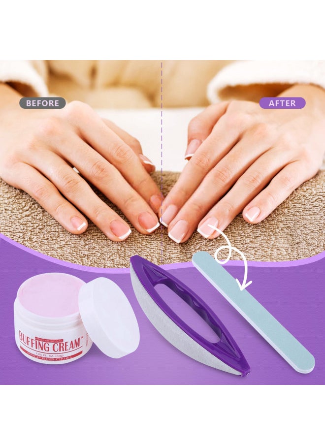Semme Nail Buffers Blocks For Natural Nails,Manicure Polishing Kit,Nail Art Buffing Cream+Nail Brush Buffer+Polishing Strip Nail Care Tools Set for Professional Manicure Pedicure Salon  - Image 2