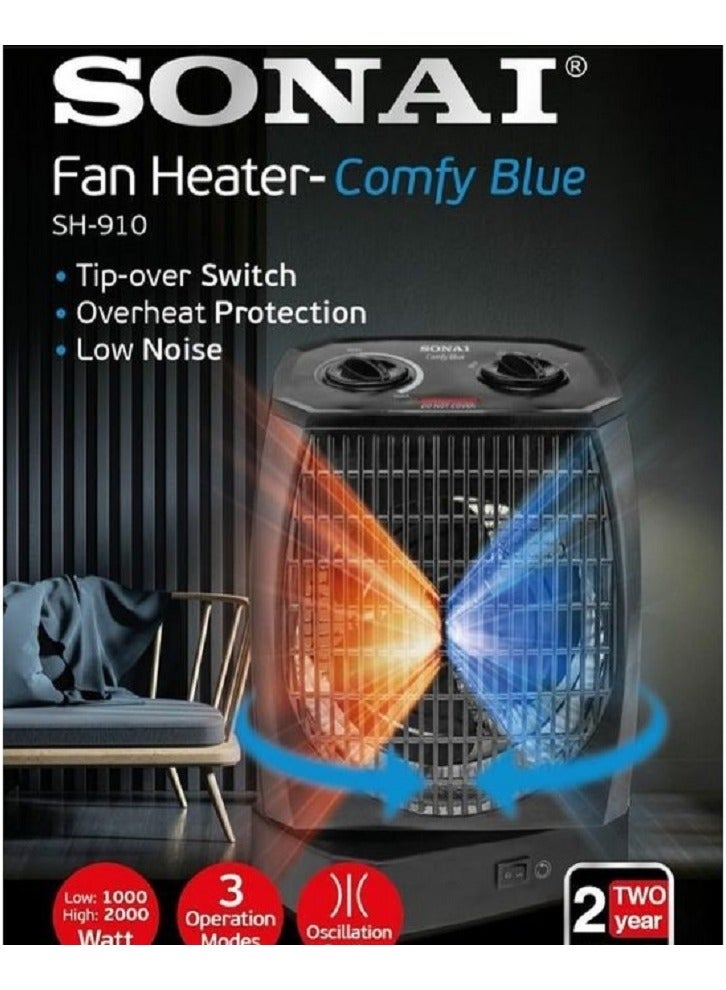 سوناي Sonai (MAR-910) دفاية بالمروحة - 3 أوضاع تشغيل – خاصية الدوران - 1000/2000 واط - Image 1