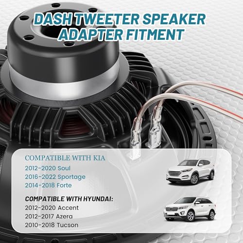 NuIth Dash Tweeter Speaker Wiring Harness for Hyundai 12-20 Accent/12-17 Azera/10-18 Tucson, Kia 12-20 Soul/14-18 Forte/16-22 Sportage Dashboard Speaker Wire Cable 4 PCS - Image 2
