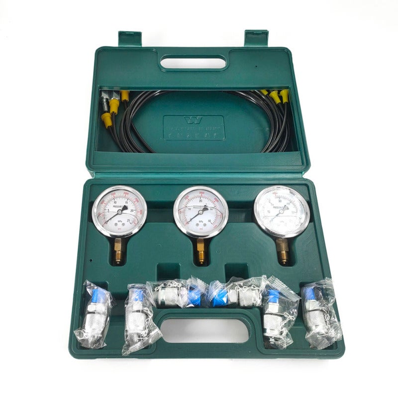 Hydraulic Pressure Gauge Kit: 3 Precise 25MPa 40MPa 60MPa Gauges With 6 Anti-Rust Leakage-Proof Stainless Steel Couplings - Portable Carry Box Storage for Excavator Construction Machinery Maintenance - Image 3