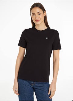 Calvin Klein Jeans Women's Cotton Badge T-Shirt - Cotton jersey, Black  - Image 1