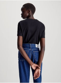 Calvin Klein Jeans Women's Cotton Badge T-Shirt - Cotton jersey, Black  - Image 4
