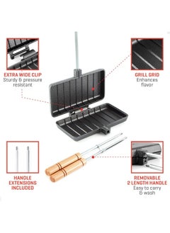 Double Pie Iron Sandwich Maker - Japanese Sandwich Maker, Pie Maker With Recipe Book, Campfire Cooking Equipment - Pie Irons For Camping Cast Iron Mountain Pie Maker - pzsku/ZE321CC1354B9510F71EDZ/45/_/1722068569/f106bf6a-505e-4789-b58a-8fbc8efa310d