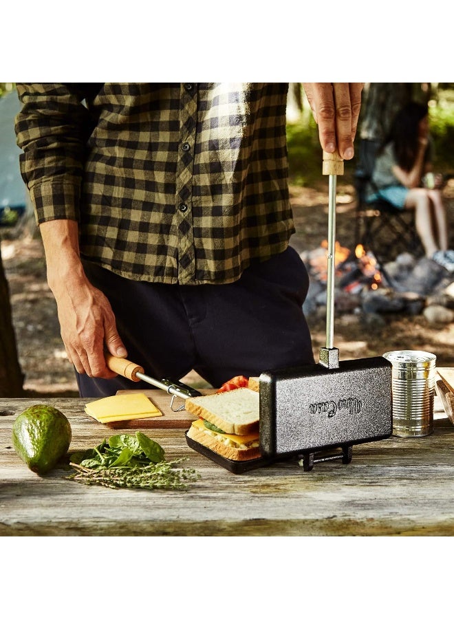 Uno Casa Double Pie Iron Sandwich Maker - Japanese Sandwich Maker, Pie Maker With Recipe Book, Campfire Cooking Equipment - Pie Irons For Camping Cast Iron Mountain Pie Maker  - Image 3