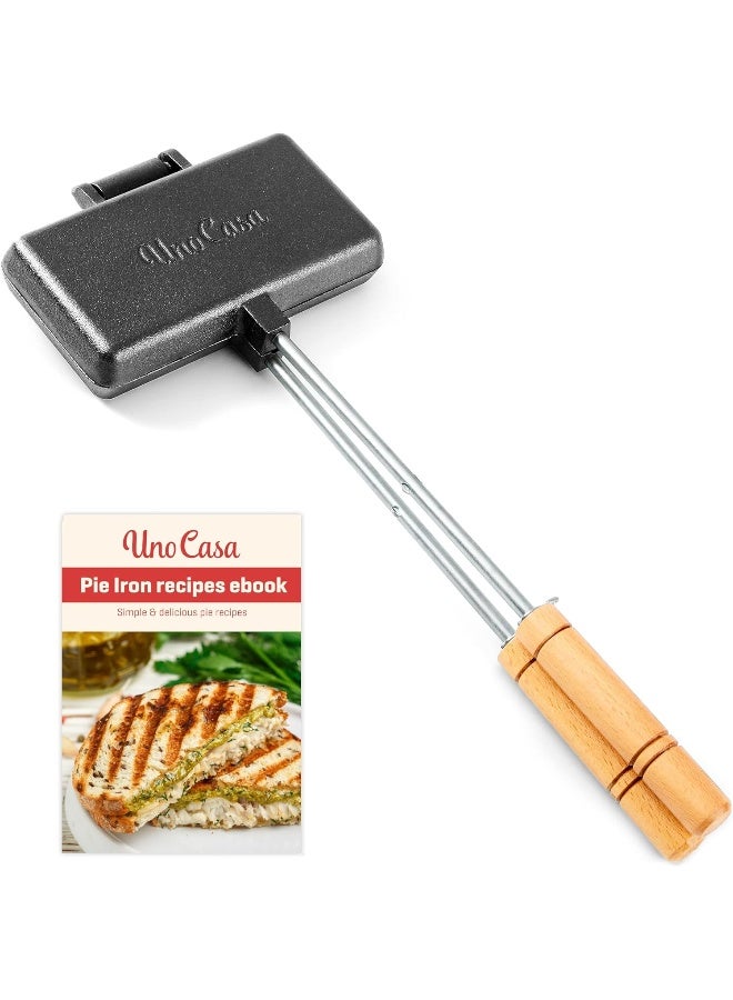 Uno Casa Double Pie Iron Sandwich Maker - Japanese Sandwich Maker, Pie Maker With Recipe Book, Campfire Cooking Equipment - Pie Irons For Camping Cast Iron Mountain Pie Maker  - Image 5