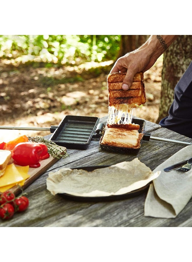 Uno Casa Double Pie Iron Sandwich Maker - Japanese Sandwich Maker, Pie Maker With Recipe Book, Campfire Cooking Equipment - Pie Irons For Camping Cast Iron Mountain Pie Maker  - Image 4