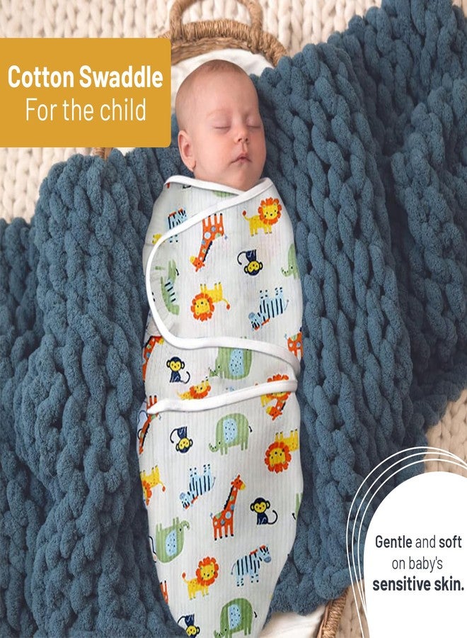 ZIKKU 100% Cotton Swaddle for New Born Baby Ultrasoft, Sleep Comfort Swaddle Cloth Wrap Use After Bath Multipurpose Baby Muslin Swaddles (0-6 Months) (1, Animal) - Image 2