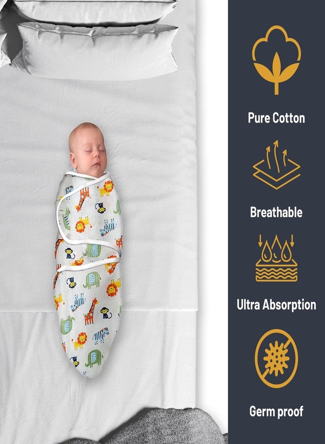ZIKKU 100% Cotton Swaddle for New Born Baby Ultrasoft, Sleep Comfort Swaddle Cloth Wrap Use After Bath Multipurpose Baby Muslin Swaddles (0-6 Months) (1, Animal) - Image 3