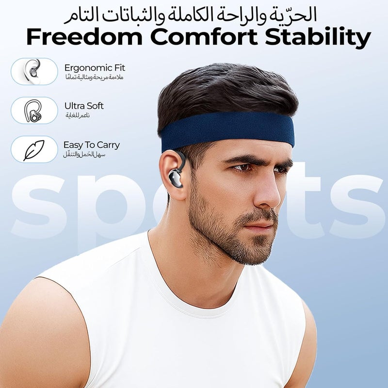 Garlo True Wireless Earbuds Bluetooth 5.4 Sports Headphones, Noise Cancelling Mic in Ear Buds, Sports Earphones with Ear hooks, Waterproof, 40H, Deep Bass, Workout, Sport Earbuds for Running - Image 2