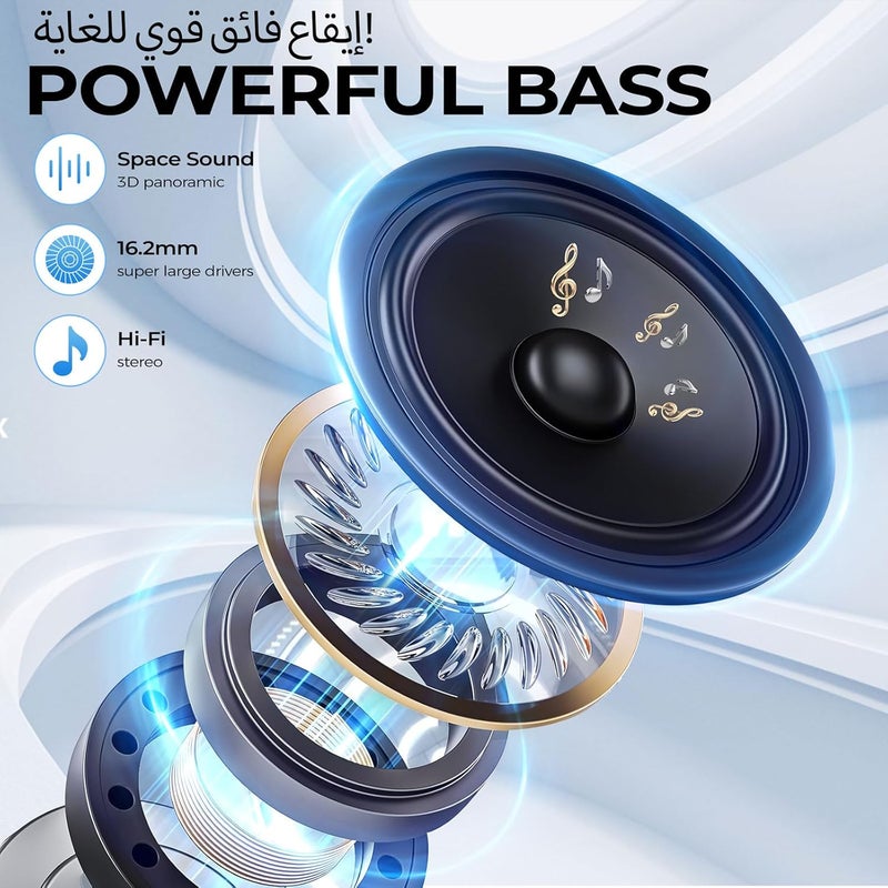 Garlo True Wireless Earbuds Bluetooth 5.4 Sports Headphones, Noise Cancelling Mic in Ear Buds, Sports Earphones with Ear hooks, Waterproof, 40H, Deep Bass, Workout, Sport Earbuds for Running - Image 3