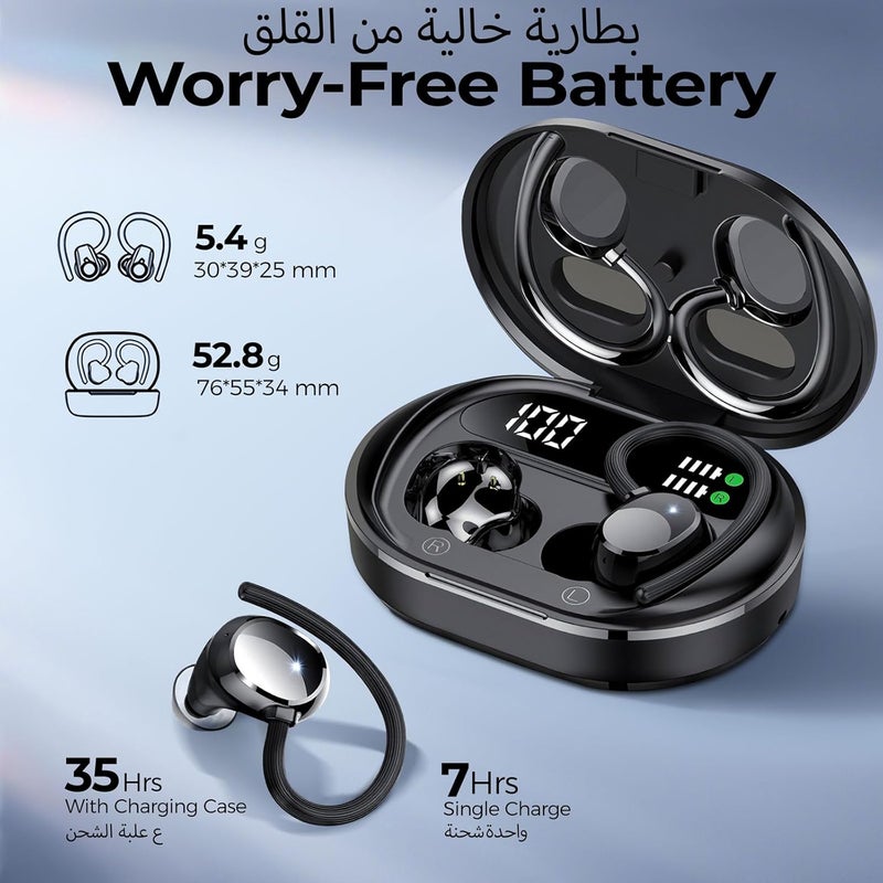Garlo True Wireless Earbuds Bluetooth 5.4 Sports Headphones, Noise Cancelling Mic in Ear Buds, Sports Earphones with Ear hooks, Waterproof, 40H, Deep Bass, Workout, Sport Earbuds for Running - Image 5