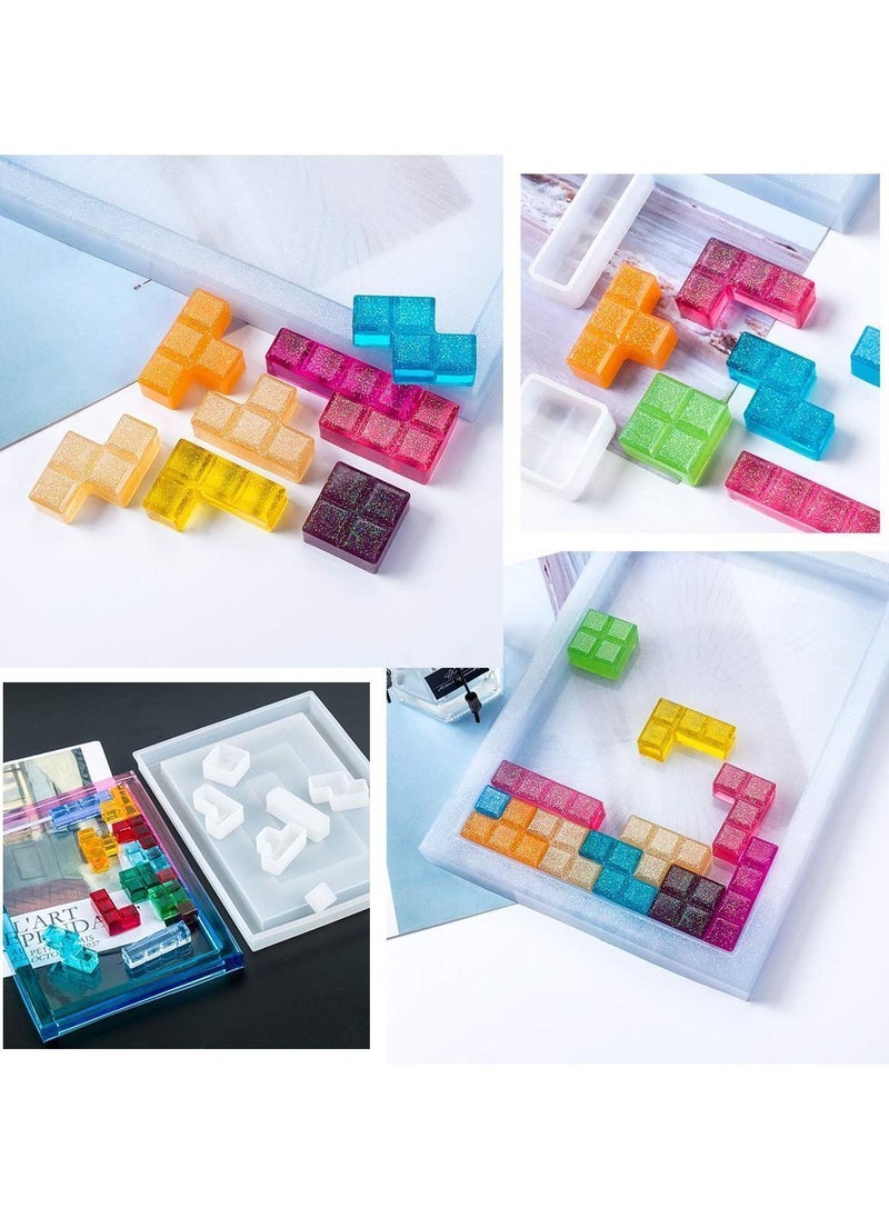 Y&D - Cube Molds for Resin, 8pcs Epoxy Resin Tetris Making Cubes. Clay Crafts, DIY Craft Project, Blocks Puzzle, Table Game, Keychains - Image 1