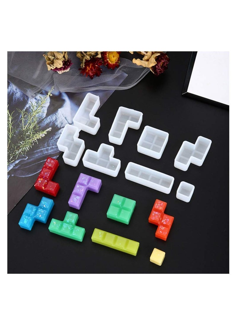 Y&D - Cube Molds for Resin, 8pcs Epoxy Resin Tetris Making Cubes. Clay Crafts, DIY Craft Project, Blocks Puzzle, Table Game, Keychains - Image 1