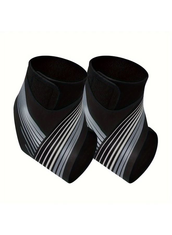 Grey L Ankle Braces Adjustable Compression Support Sleeves For Sports Injury Prevention - Image 1