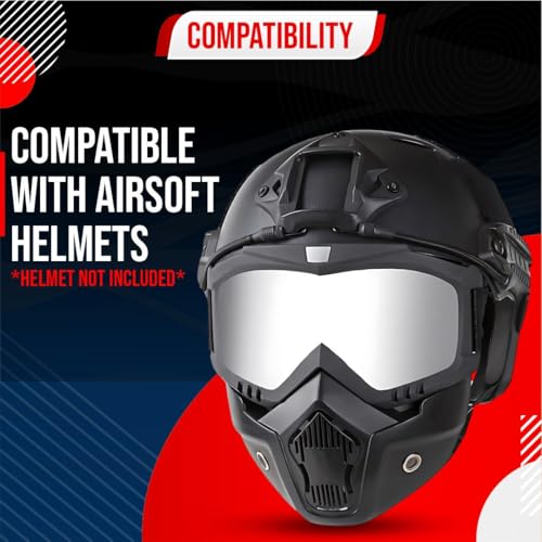 BTfash Goggle Mask Anti Scratch UV Protective Open Face & Eyewear Windproof Dirt Shield Adjustable Strap Soft Foam Padded Detachable for Cycling Bike Off Road Racing Riding Unisex (Silver) - Image 4