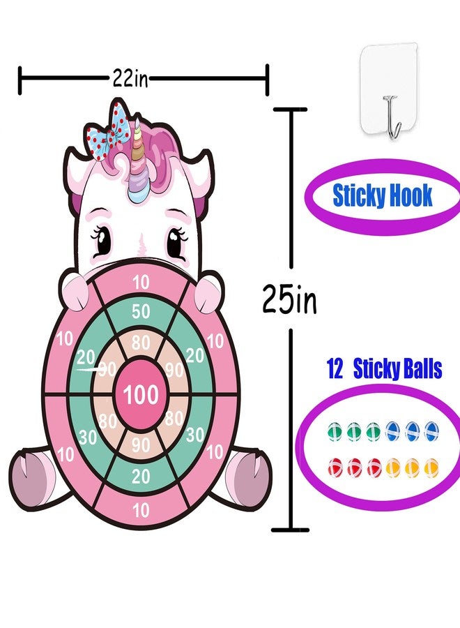 HONGID Unicorn Toys for 3-12 Year Old Girls,25”Large Dart Board Kids Toys for 6-12 Year Old Girls Teens Party Outdoor Games,Christmas Birthday Gifts for Girls Age 3-12, Pink (KL-2022) - Image 2