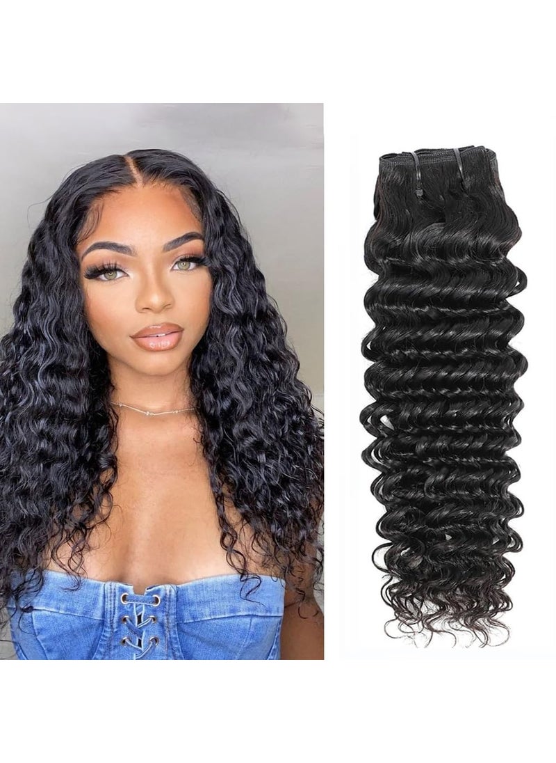 Jinhongze - Deep Wave Bundles Human Hair Bundles 10 Inch Hair Bundles 12A Unprocessed Brazilian Virgin Human Hair Bundles Double Weft Deep Curly Weave Bundles Natural Black - Image 1