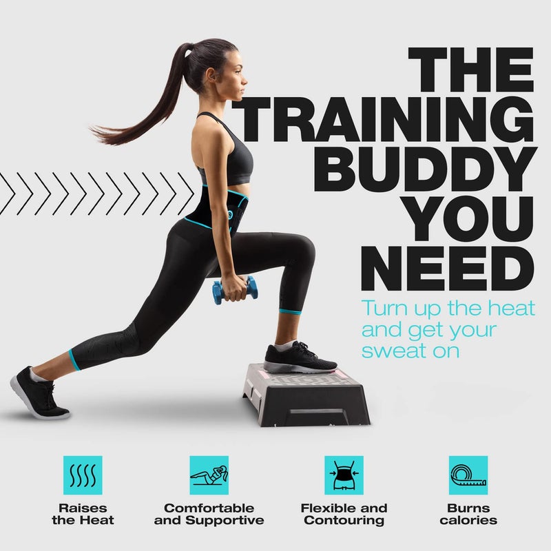 ActiveGear Waist Trainer for Women & Men - Sweat Band Waist Trimmer Belt for a Toned Look - Reinforced Trim and Extra Secure Fastening (Blue Hem, Medium: 8â€ x 42â€) - Image 3