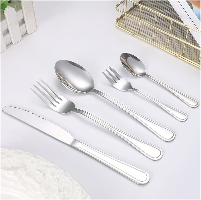 6/30pcs Stainless steel cutlery set steak knife and fork dessert and spoon high-end suitable for restaurants and hotels(6pcs tea spoon) - Image 1