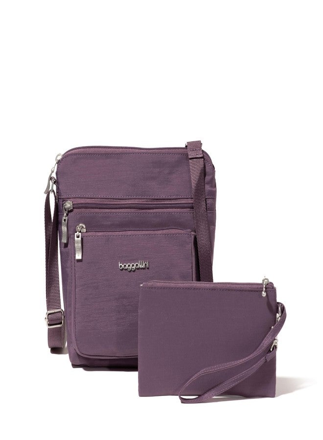 Baggallini Pocket Crossbody Bags for Women 8x8 Small Lightweight Durable Water-resistant Travel Purse W/Rfid, Misty Purple, One size - Image 1