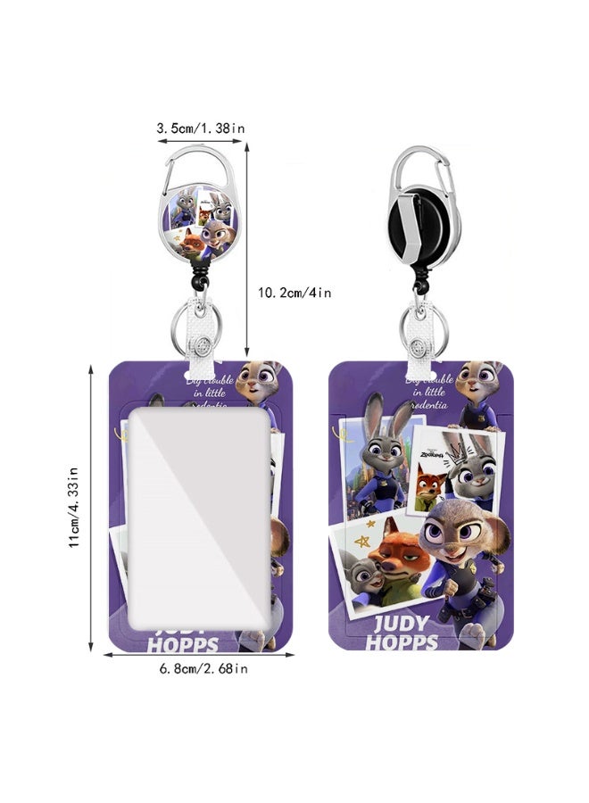 ديزني حامل بطاقة هوية بلاستيكي بتصميم شخصيات ديزني زوتوبيا جودي هوبس ونيك وايلد - خلفية كرتونية لطيفة - مع حبل تعليق، وبكرة قابلة للسحب، وسلسلة مفاتيح، ووصلة تمديد - مناسب للعمل، والطلاب، والحافلات، والأطباء، والممرضين - Image 2