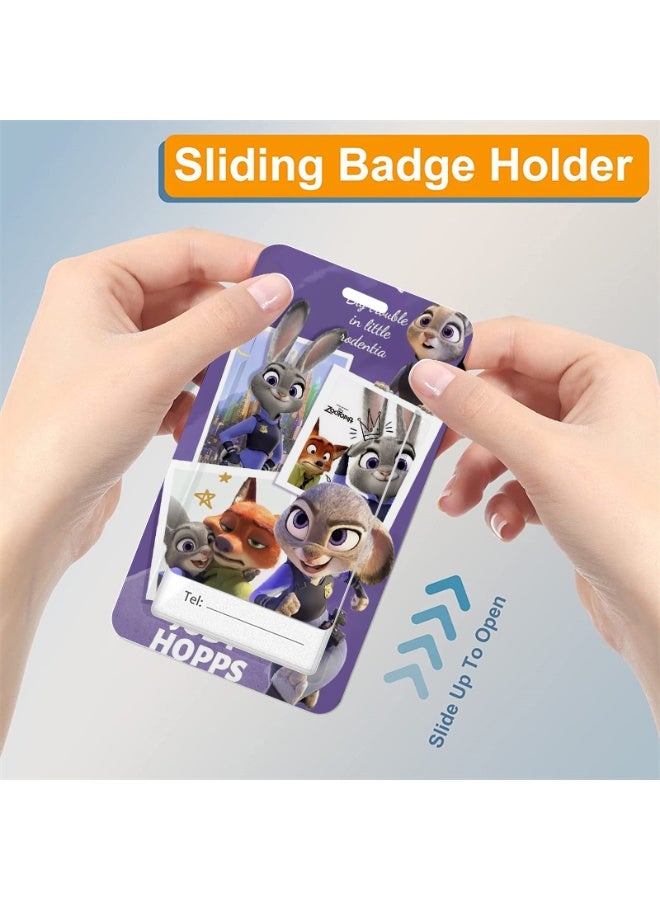 ديزني حامل بطاقة هوية بلاستيكي بتصميم شخصيات ديزني زوتوبيا جودي هوبس ونيك وايلد - خلفية كرتونية لطيفة - مع حبل تعليق، وبكرة قابلة للسحب، وسلسلة مفاتيح، ووصلة تمديد - مناسب للعمل، والطلاب، والحافلات، والأطباء، والممرضين - Image 4