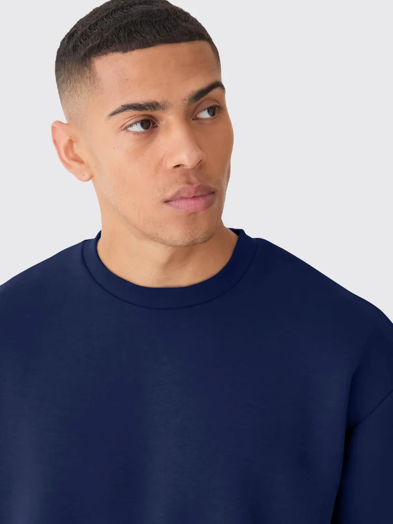 Maniac Maniac Mens Solid Round Neck Full Sleeve Navy Cotton Sweatshirt