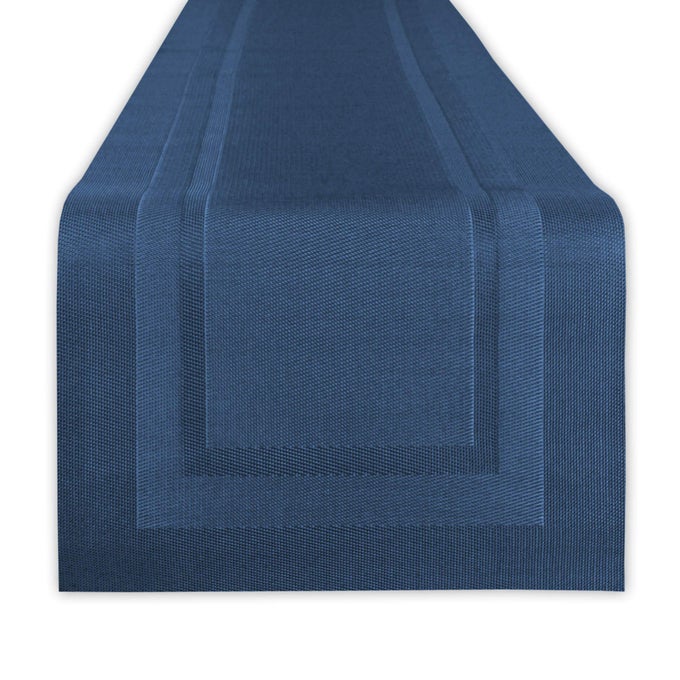 PVC TABLETOP COLLECTION WOVEN INDOOROUTDOOR TABLE RUNNER 14X72 NAUTICAL BLUE