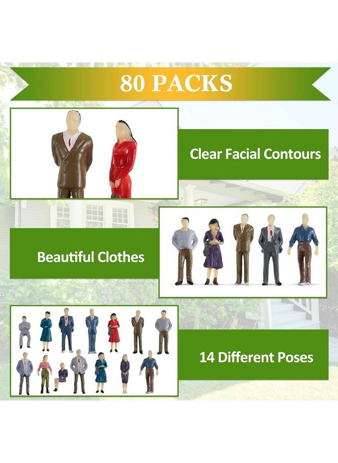 Juexica - 80 Pcs Mini People Figurines 1:50 Scale Model Trains Architectural Painted Figures Tiny Plastic Miniature Sand Tray Miniatures Sitting Standing Toy For Scenes - Image 1