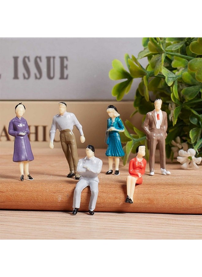 Juexica - 80 Pcs Mini People Figurines 1:50 Scale Model Trains Architectural Painted Figures Tiny Plastic Miniature Sand Tray Miniatures Sitting Standing Toy For Scenes - Image 1