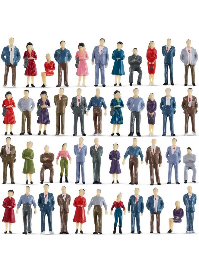 Juexica - 80 Pcs Mini People Figurines 1:50 Scale Model Trains Architectural Painted Figures Tiny Plastic Miniature Sand Tray Miniatures Sitting Standing Toy For Scenes - Image 1