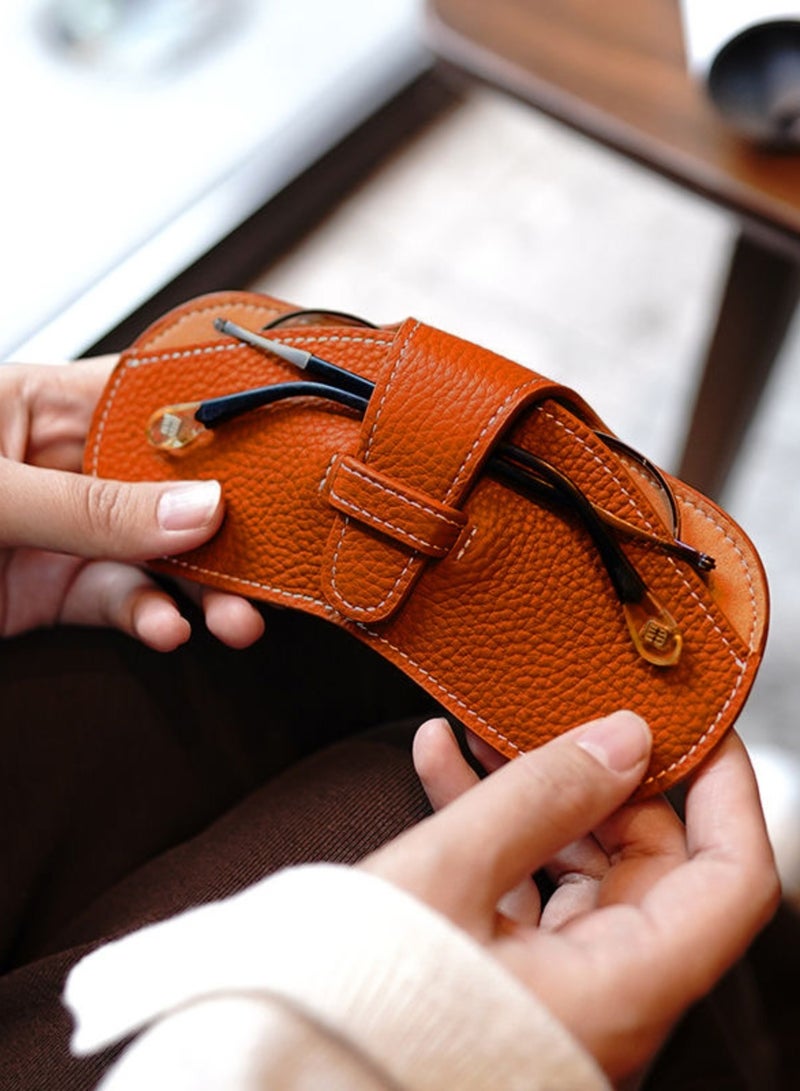 حافظة نظارات محمولة، حقيبة نظارات محمولة، صندوق نظارات إبداعي، حقيبة تخزين نظارات شمسية مضادة للتوتر، غطاء حماية للنظارات المخصصة لقصر النظر للرجال والنساء، جلد فائق النحافة ناعم وواقي - Image 2