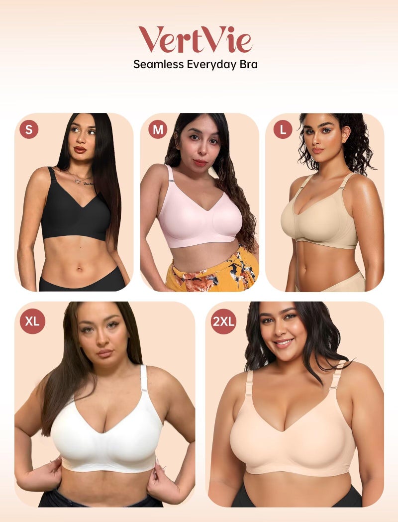 Vertvie Womens Wireless Jelly Bras No Underwire Push Up Seamless Bra Supportive Full Coverage Bralette Regular and Plus Size(Semolina,Large) - Image 5
