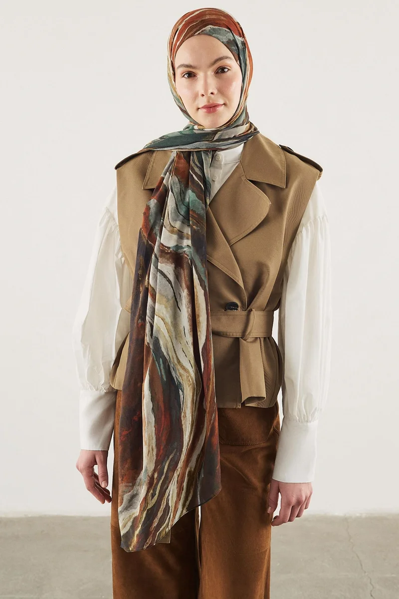 Defacto  Fresh Scarfs X DeFacto Ocean Batik Linen Blend Scarf for Women | Best Price UAE