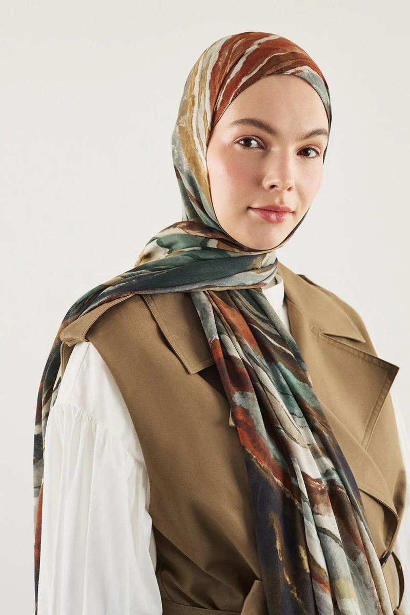 Defacto  Fresh Scarfs X DeFacto Ocean Batik Linen Blend Scarf for Women | Best Price UAE